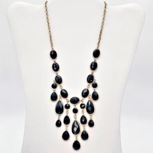 Simply Vera: Vera Wang Black Teardrop Faux Jewel Bib Statement Necklace
